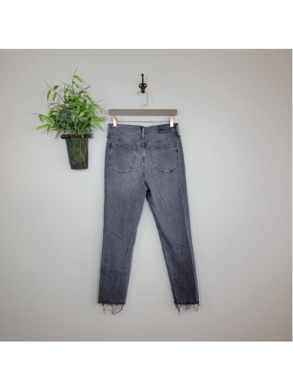 Madewell 27 Perfect Vintage Jeans Knee Rip High Rise Raw Hem Cosner Black Gray - Picture 10 of 12